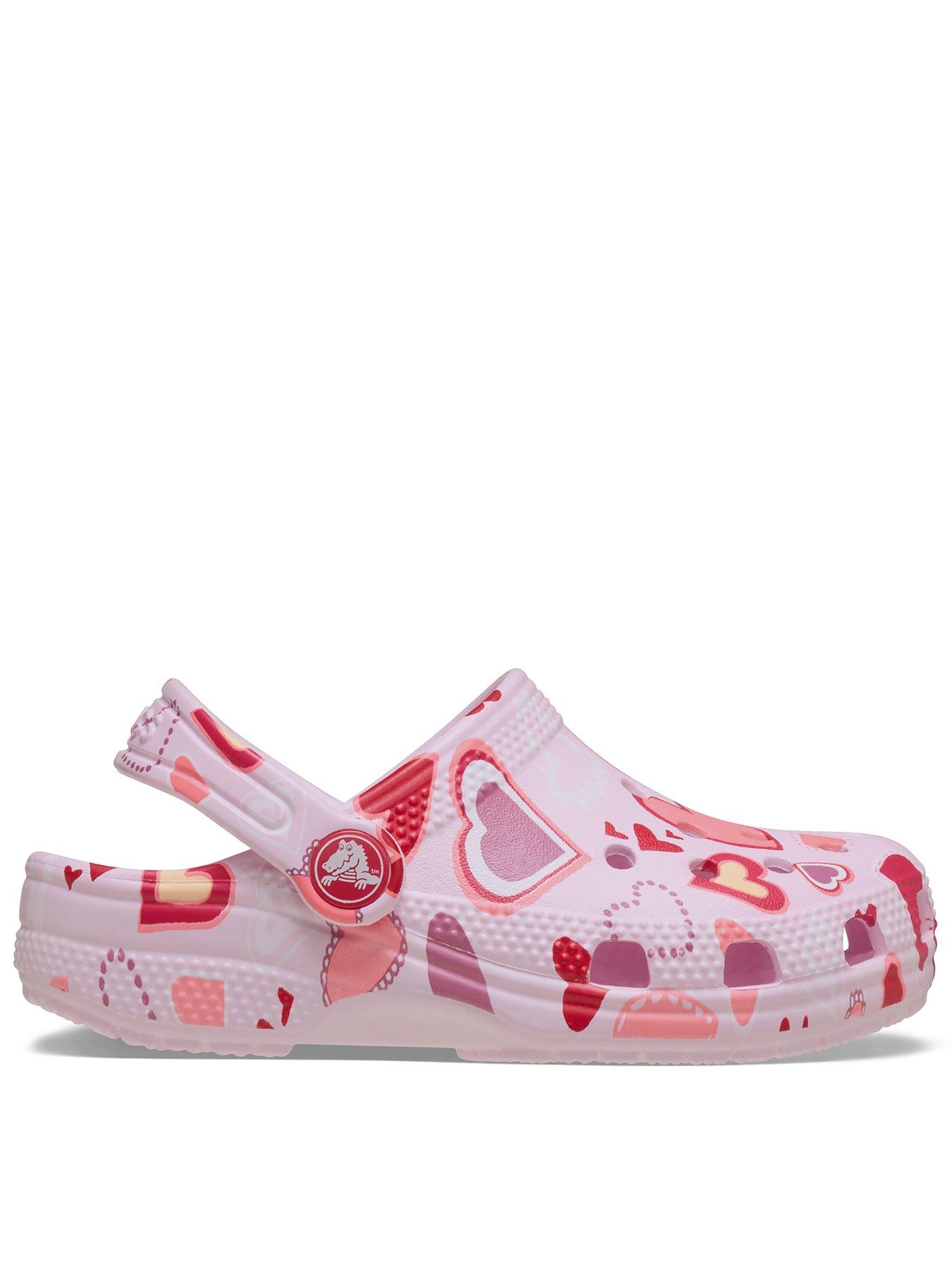 Crocs Toddler Heart Print Classic Clog - Pink