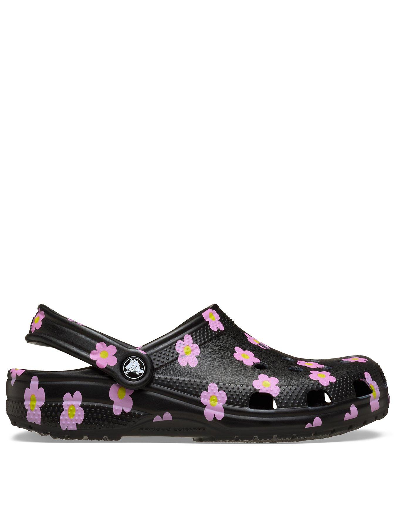 Crocs Toddler Classic Flower Clog - Black
