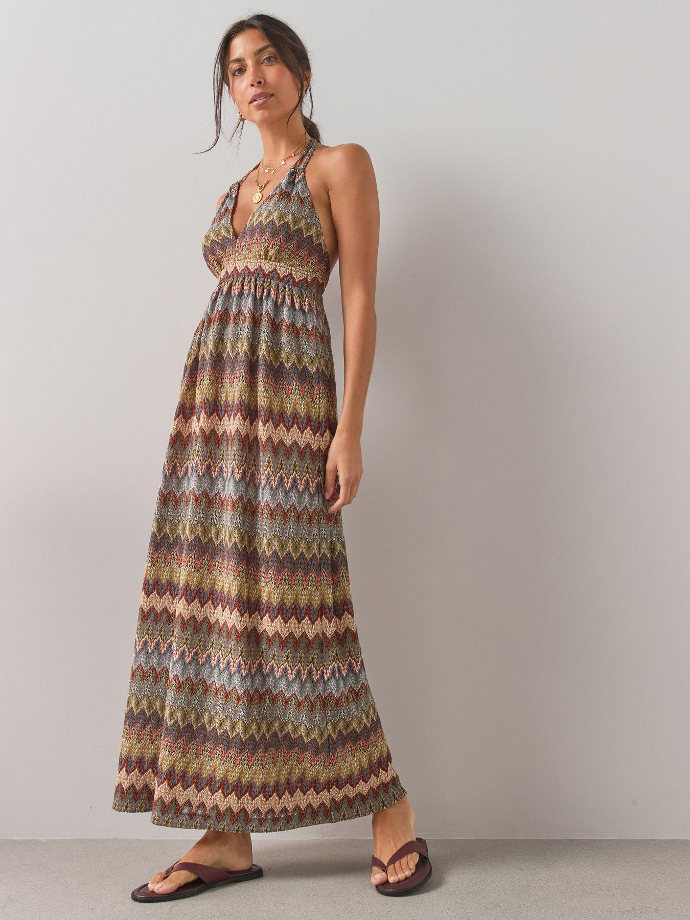 The Very Collection Halter Plunge Maxi Dress - Multi