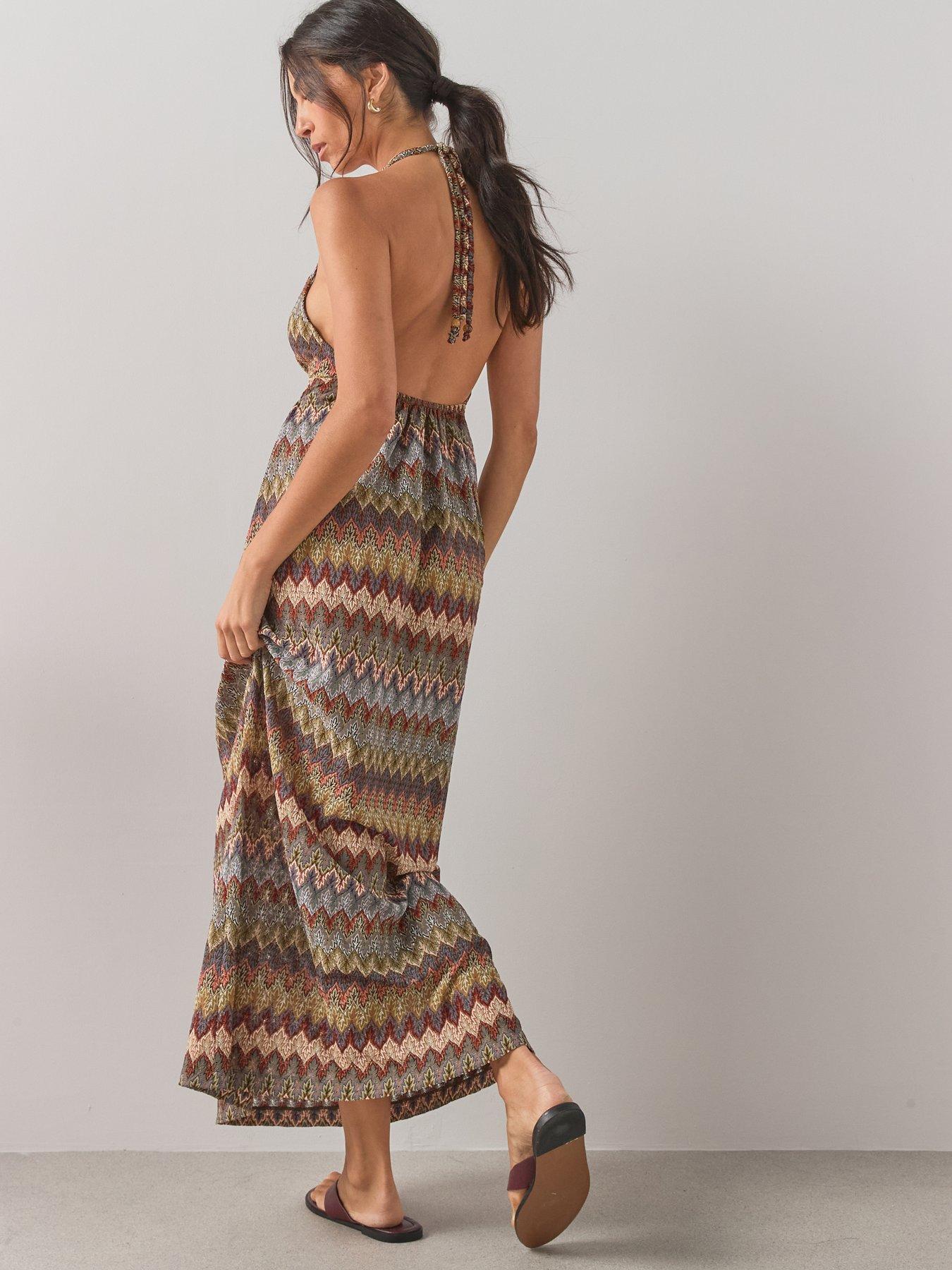 Image 2 of 7 of The Very Collection Halter Plunge Maxi Dress - Multi