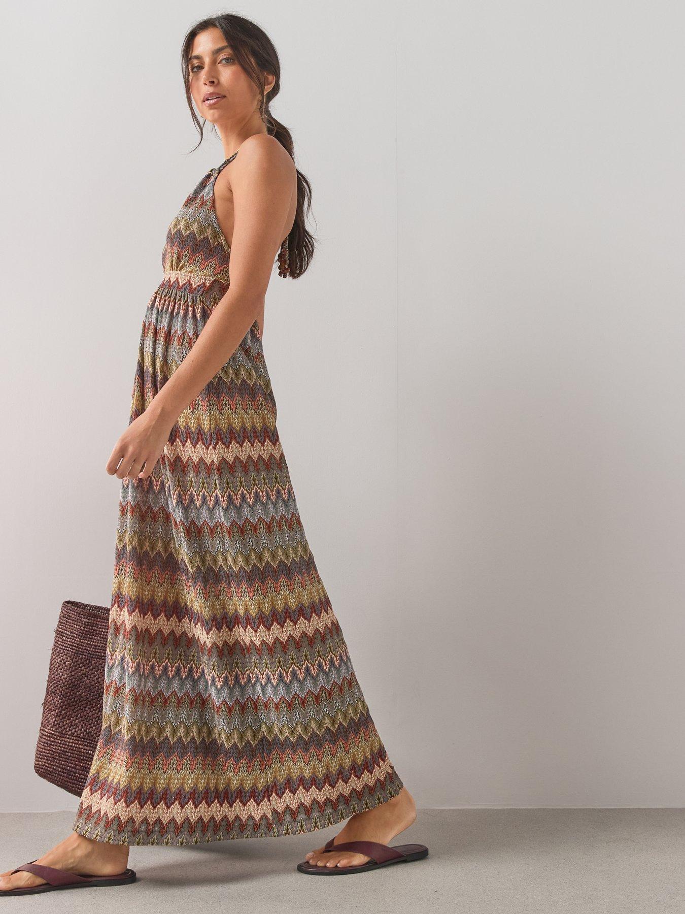 Image 5 of 7 of The Very Collection Halter Plunge Maxi Dress - Multi