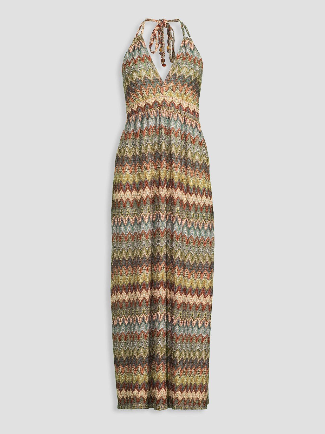Image 7 of 7 of The Very Collection Halter Plunge Maxi Dress - Multi