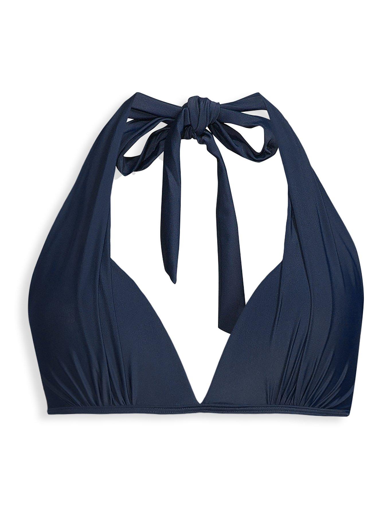 Image 7 of 7 of The Very Collection Padded Tie Neck Bikini Top - Navy
