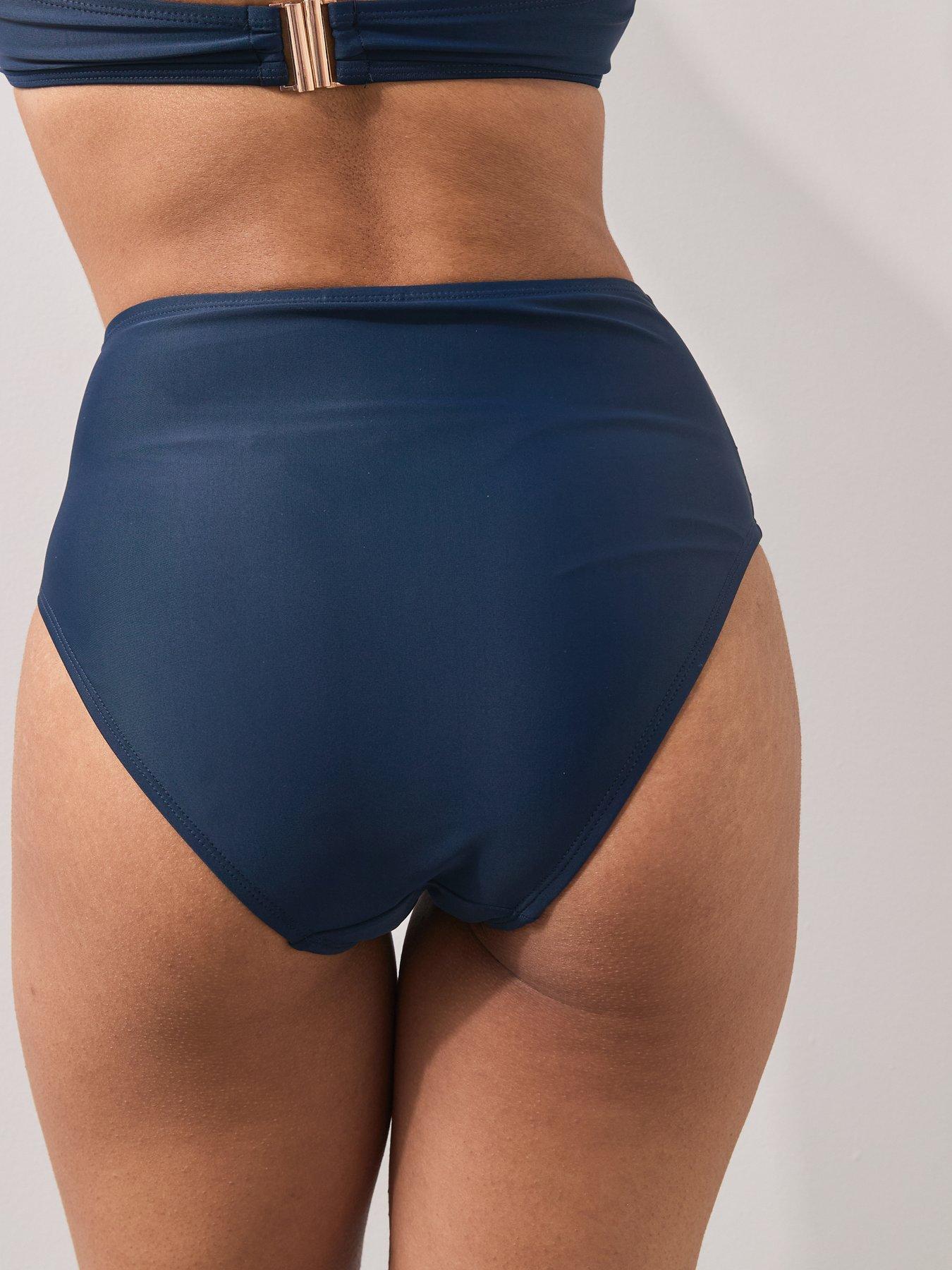Image 2 of 7 of The Very Collection Gold Trim Bikini Briefs - Navy