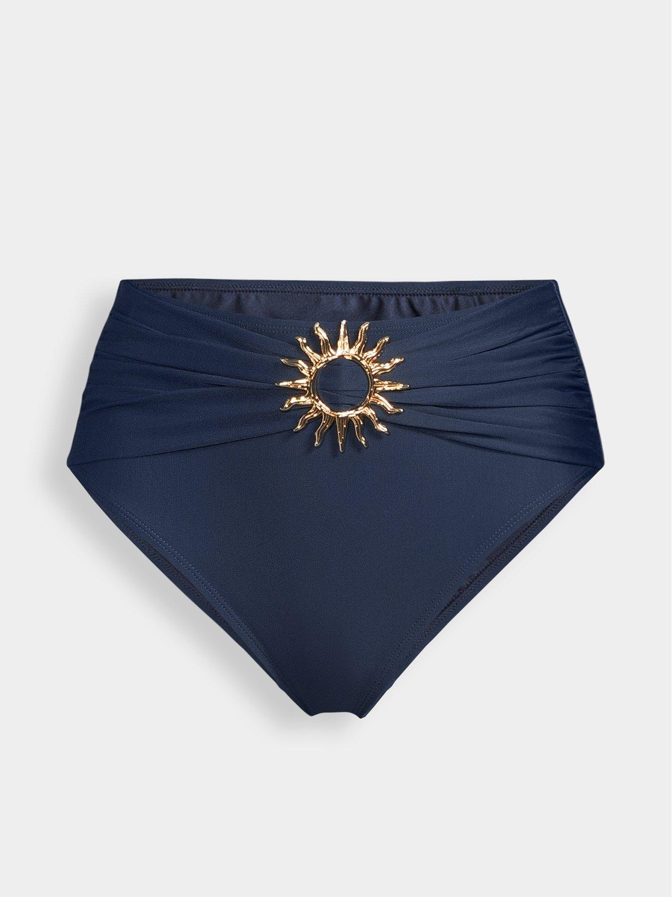 Image 7 of 7 of The Very Collection Gold Trim Bikini Briefs - Navy