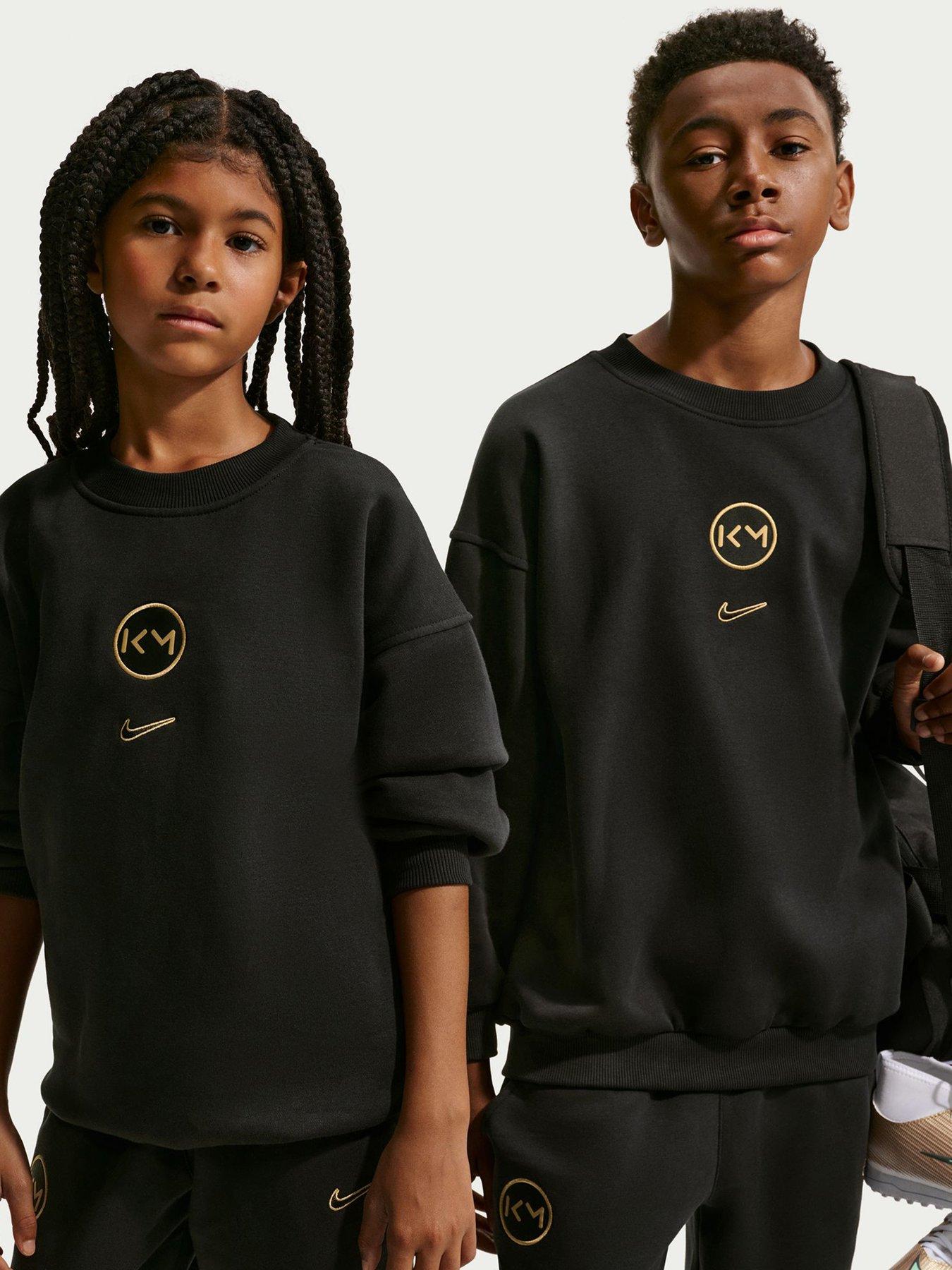 Nike Junior Mbappe Academy Club Fleece Over Sized Crew Sweatshirt - Black