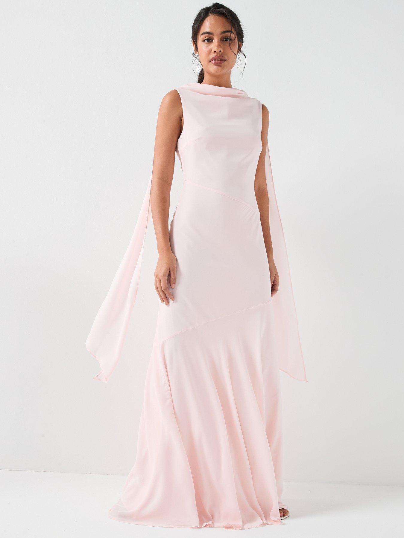 Six Stories High Cowl Neck Drape Crepe Bridesmaid Dress