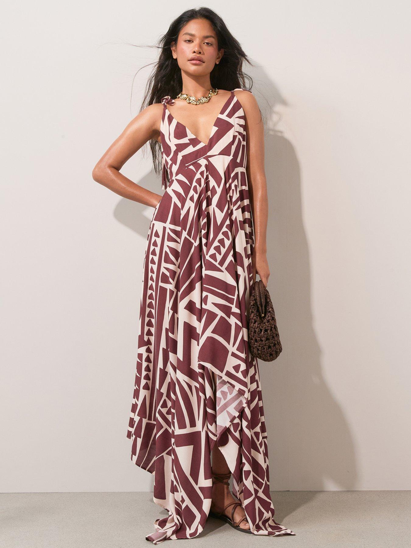 The Very Collection Geometric Print Maxi Dress - Red