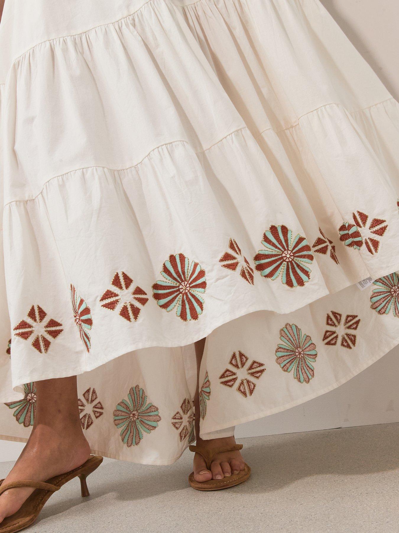 Image 6 of 6 of The Very Collection Flower Embellished Maxi Dress - Cream