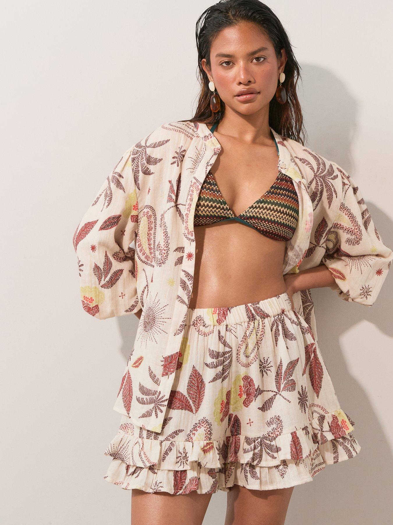 The Very Collection Paisley Tropic Ruffle Short Co Ord