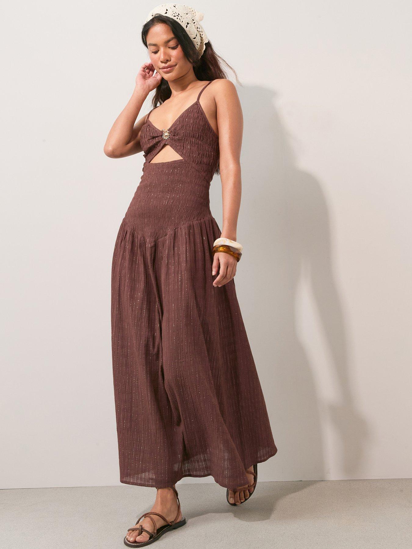 The Very Collection Trim Lurex Beach Dress - Brown