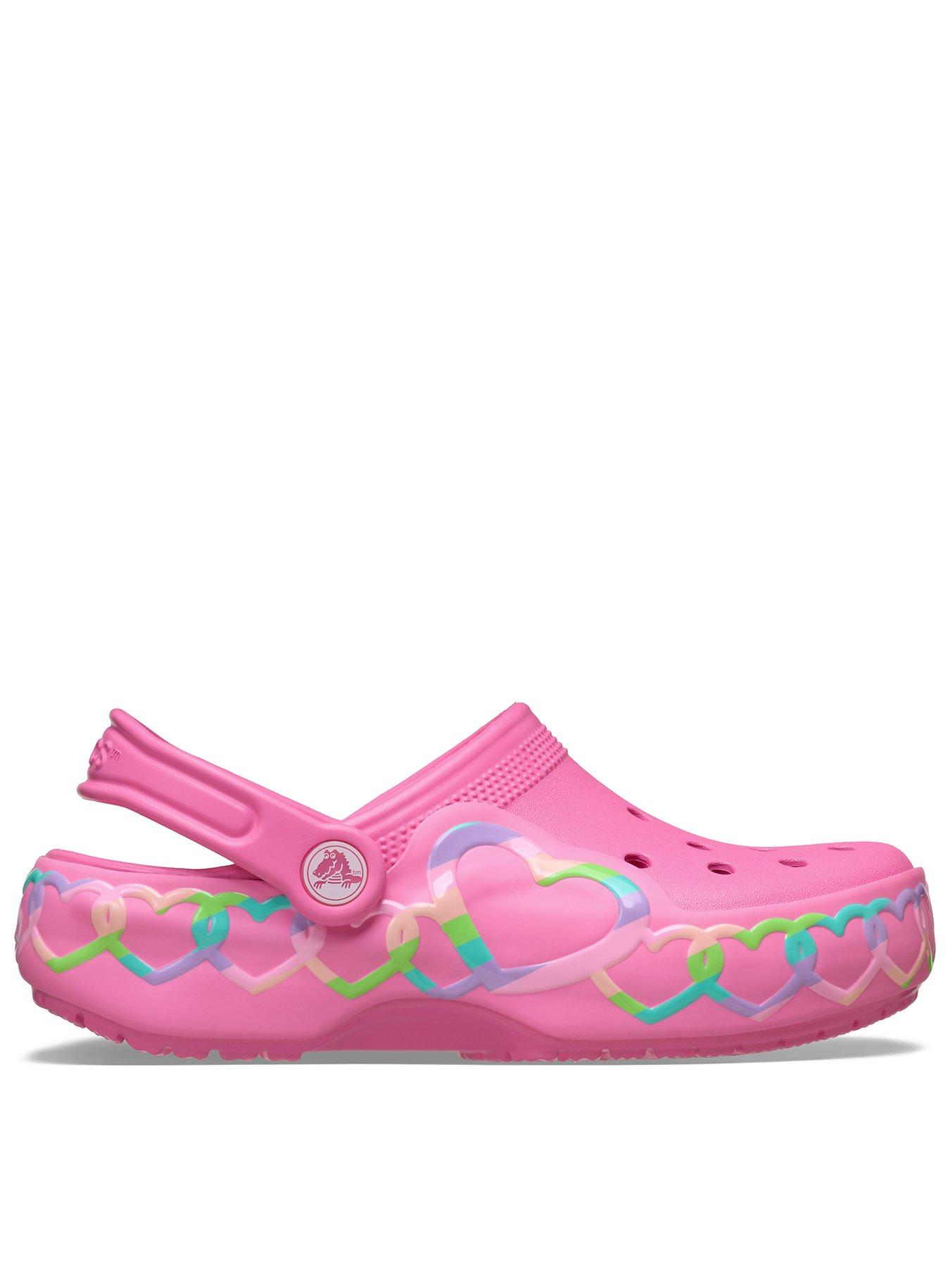 Crocs Girls Classic Heart Lights Clog - Pink