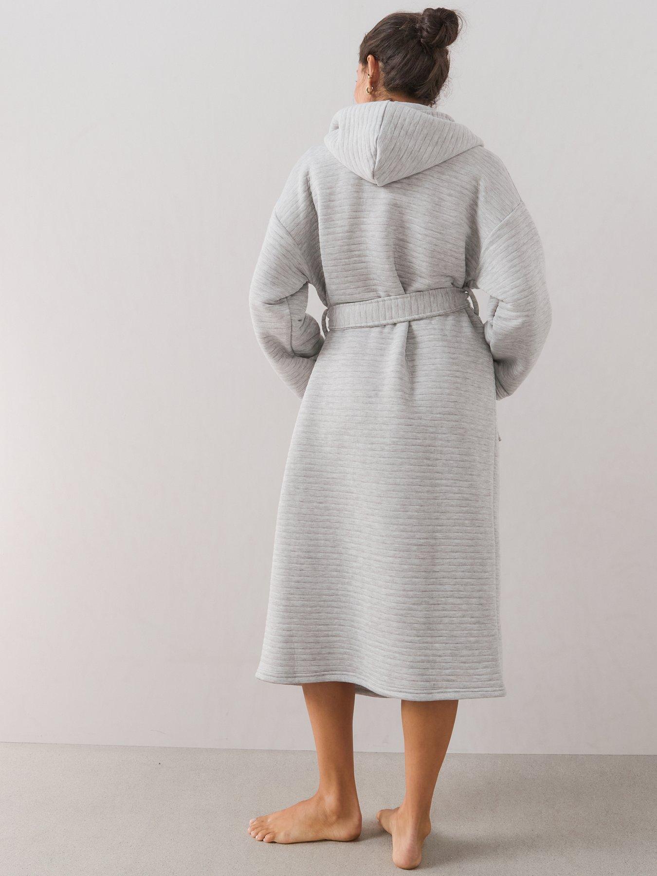 Image 2 of 7 of The Very Collection Soft Touch Quilted Dressing Gown - Grey