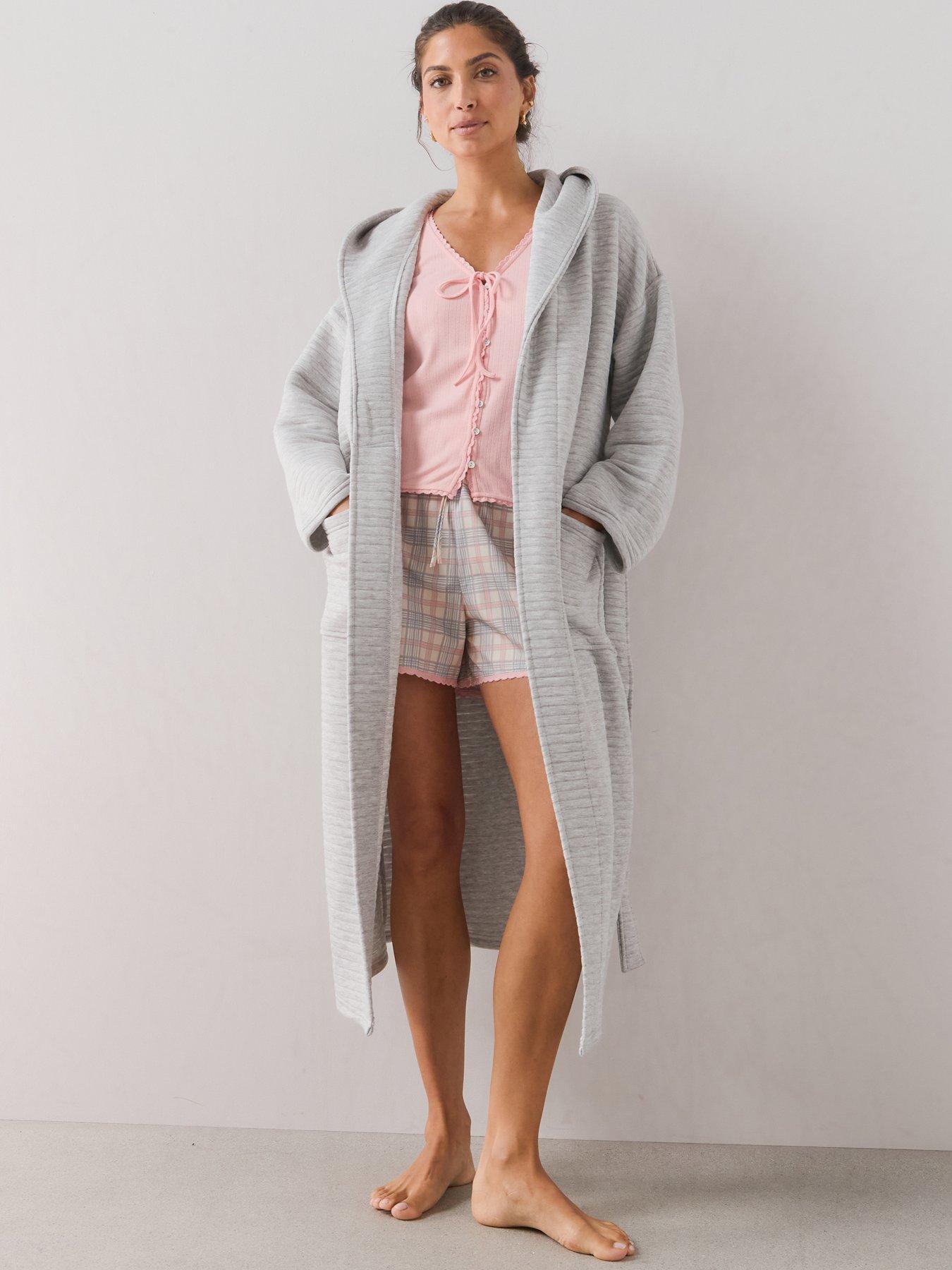 Image 3 of 7 of The Very Collection Soft Touch Quilted Dressing Gown - Grey