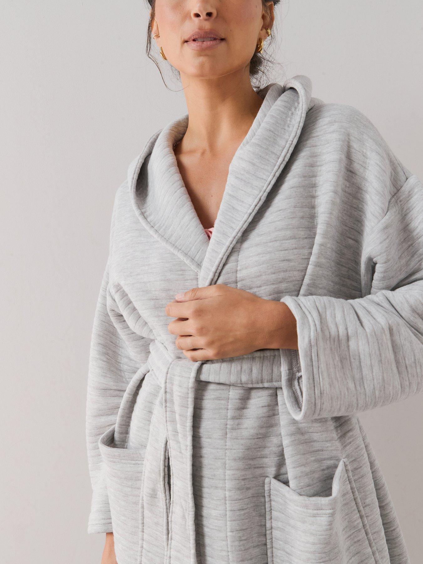 Image 5 of 7 of The Very Collection Soft Touch Quilted Dressing Gown - Grey