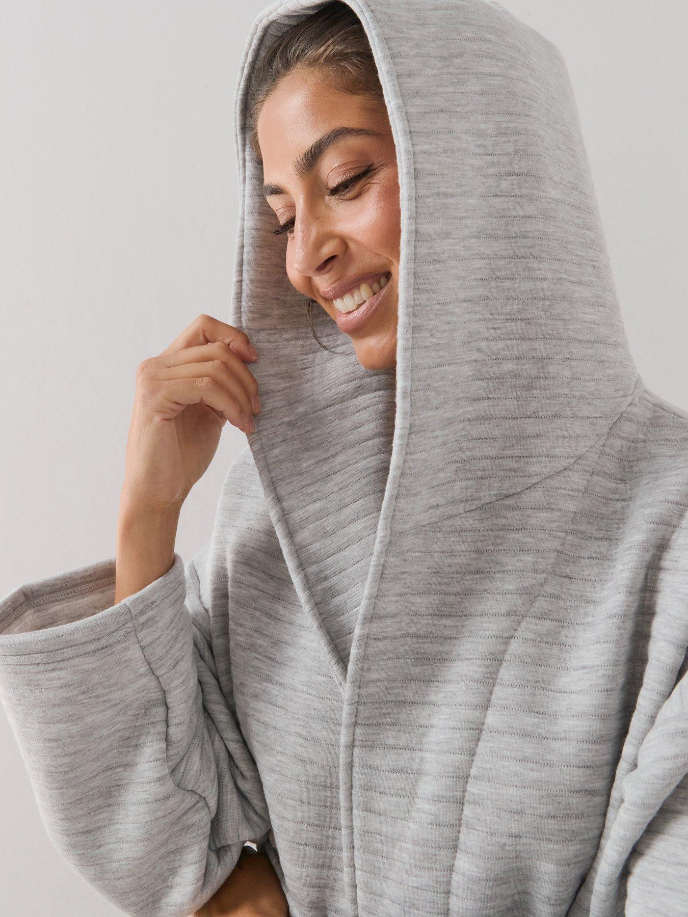 Image 6 of 7 of The Very Collection Soft Touch Quilted Dressing Gown - Grey