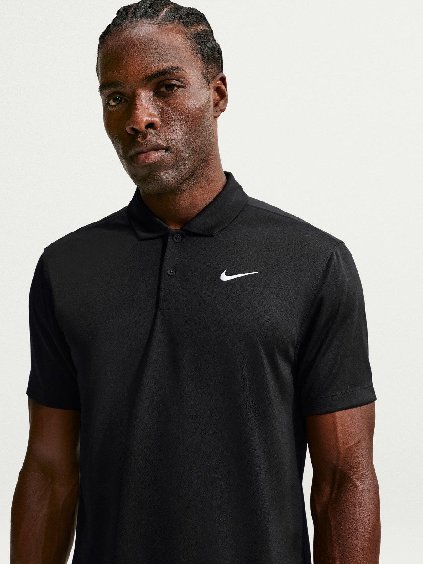 Nike Mens Tennis Court Dri-Fit Polo - Black/White