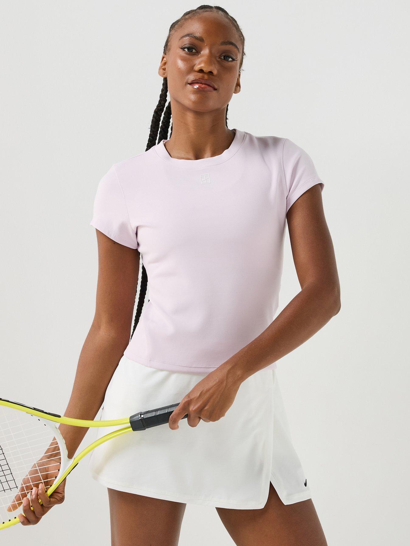 Nike Womens Tennis Court Advantage Dri-Fit Short-Sleeve Top - Lilac