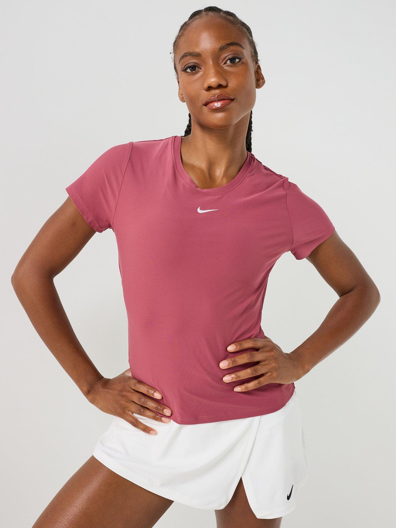 Nike Womens Tennis Victory Dri-Fit Short-Sleeve Top - Pink