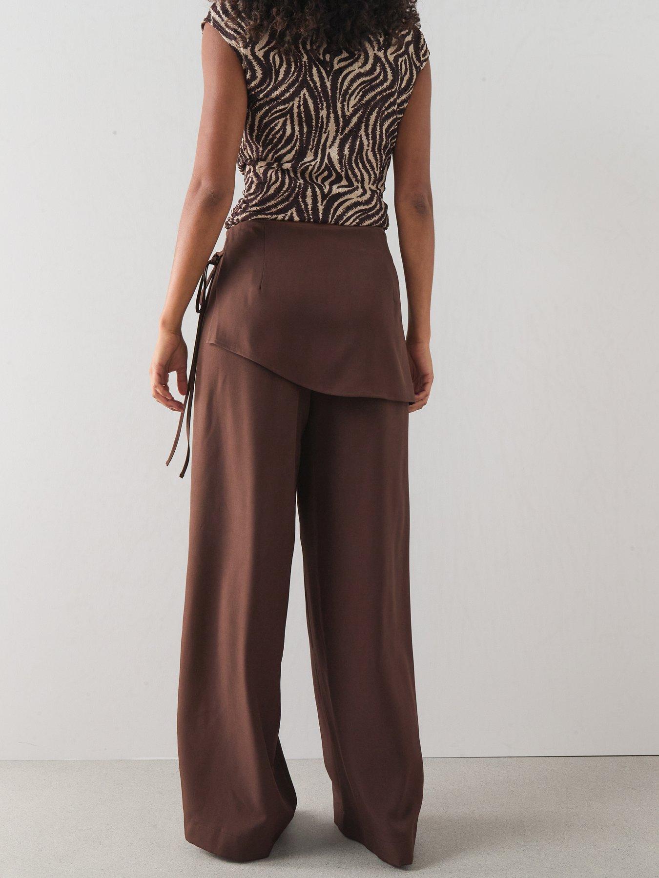 Image 2 of 7 of The Very Collection Wrap Detail Trousers - Brown