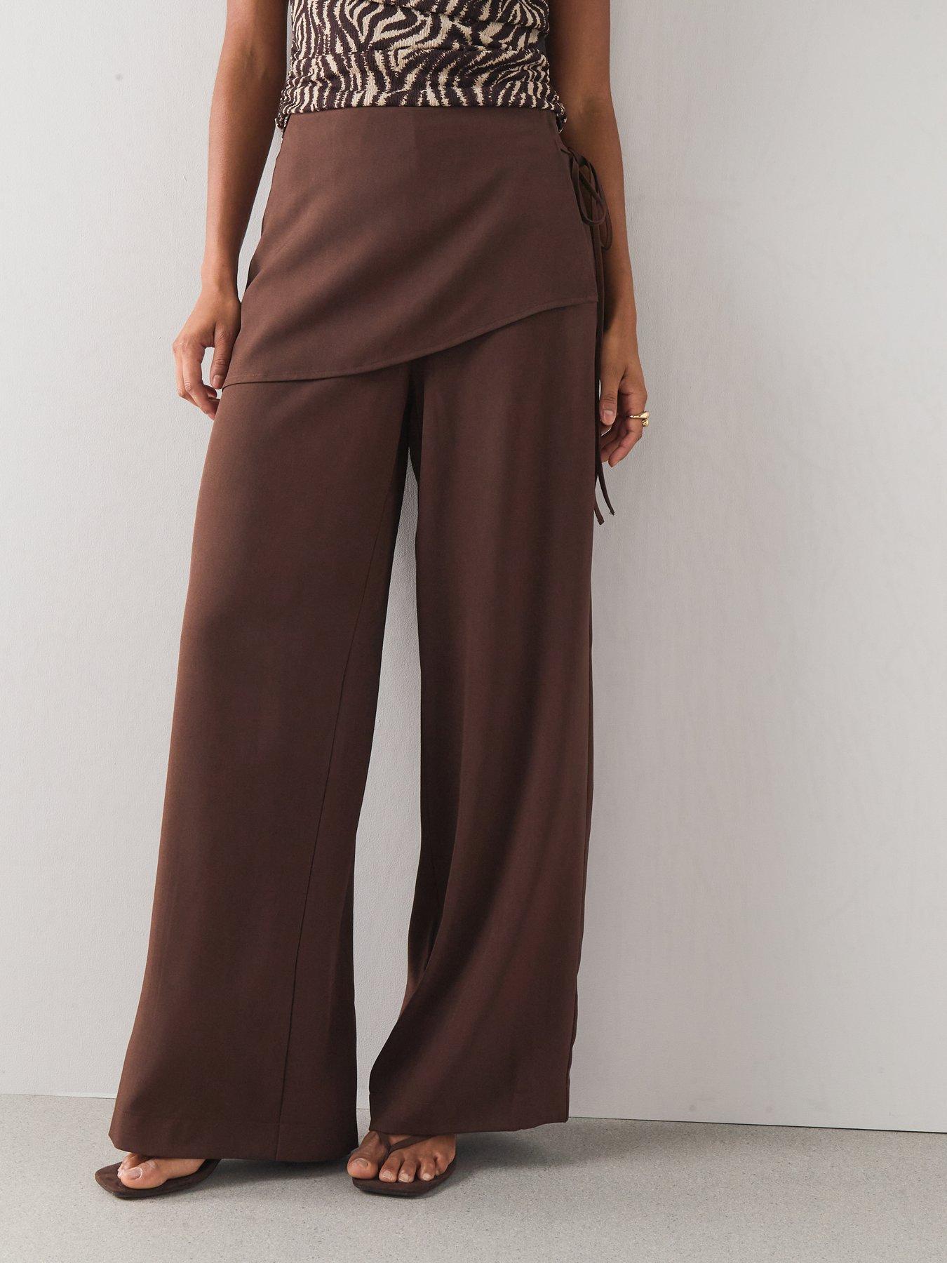 Image 4 of 7 of The Very Collection Wrap Detail Trousers - Brown