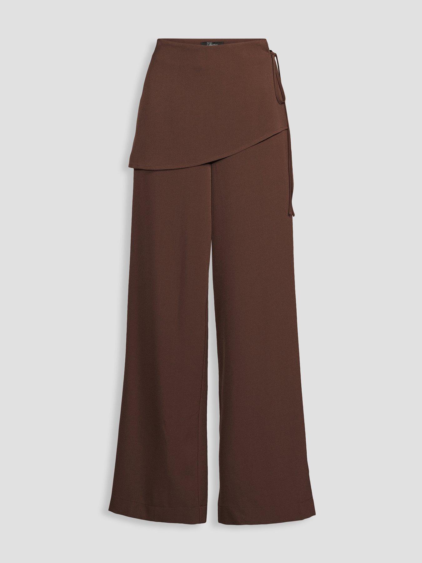 Image 7 of 7 of The Very Collection Wrap Detail Trousers - Brown