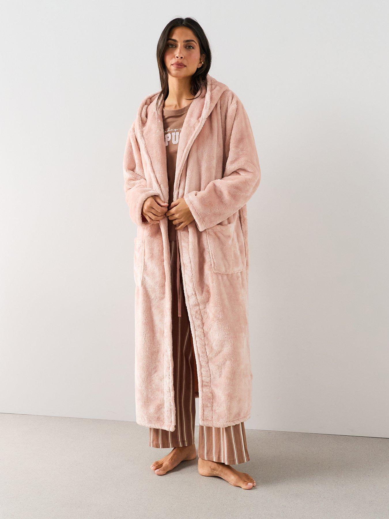 The Very Collection Wellsoft Longline Hooded Dressing Gown - Blush