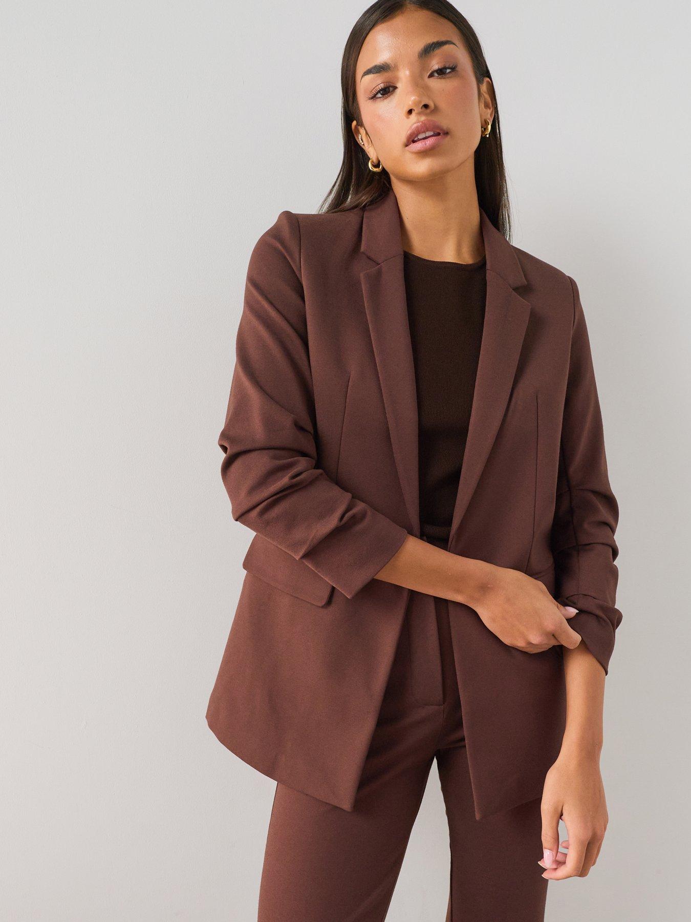 The Very Collection Women's Ultimate Ruched Sleeve Blazer - Brown