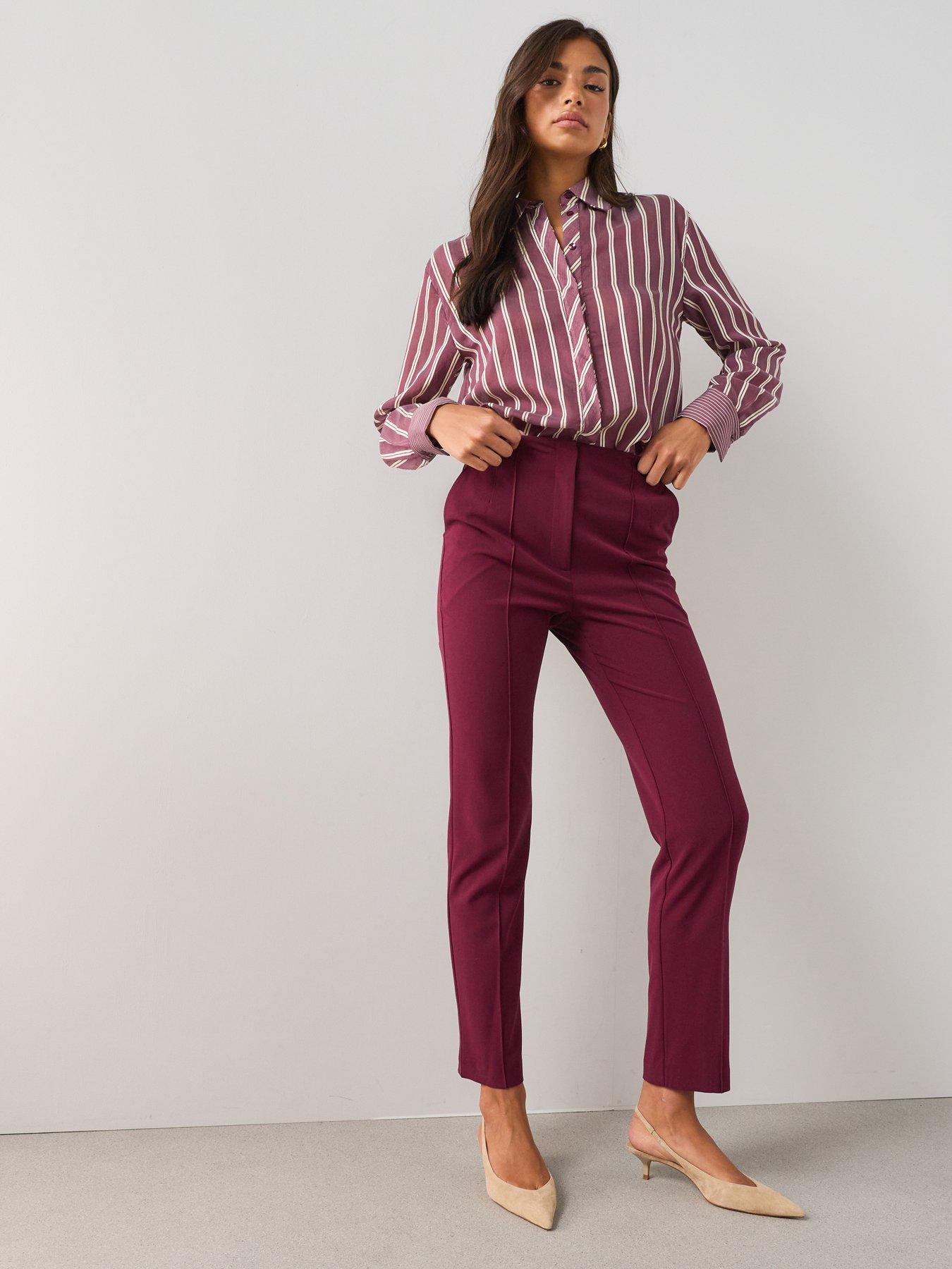 The Very Collection Women's Seam Detail Slim Leg Trousers - Red