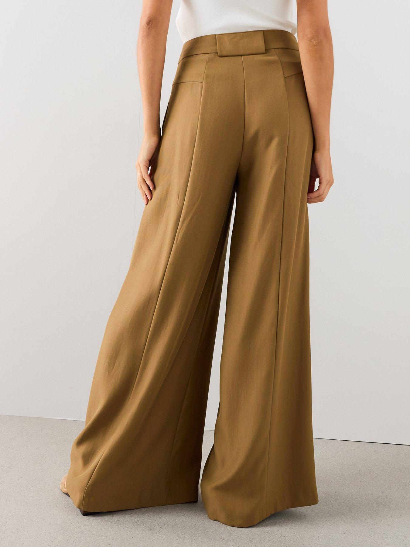 Image 2 of 7 of The Very Collection Women's Ultra Wide Leg Waistband Detail Trousers - Mustard