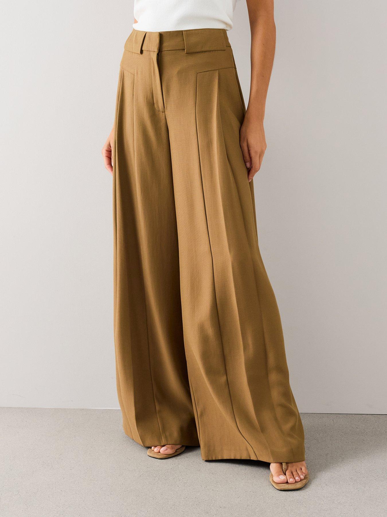 Image 3 of 7 of The Very Collection Women's Ultra Wide Leg Waistband Detail Trousers - Mustard