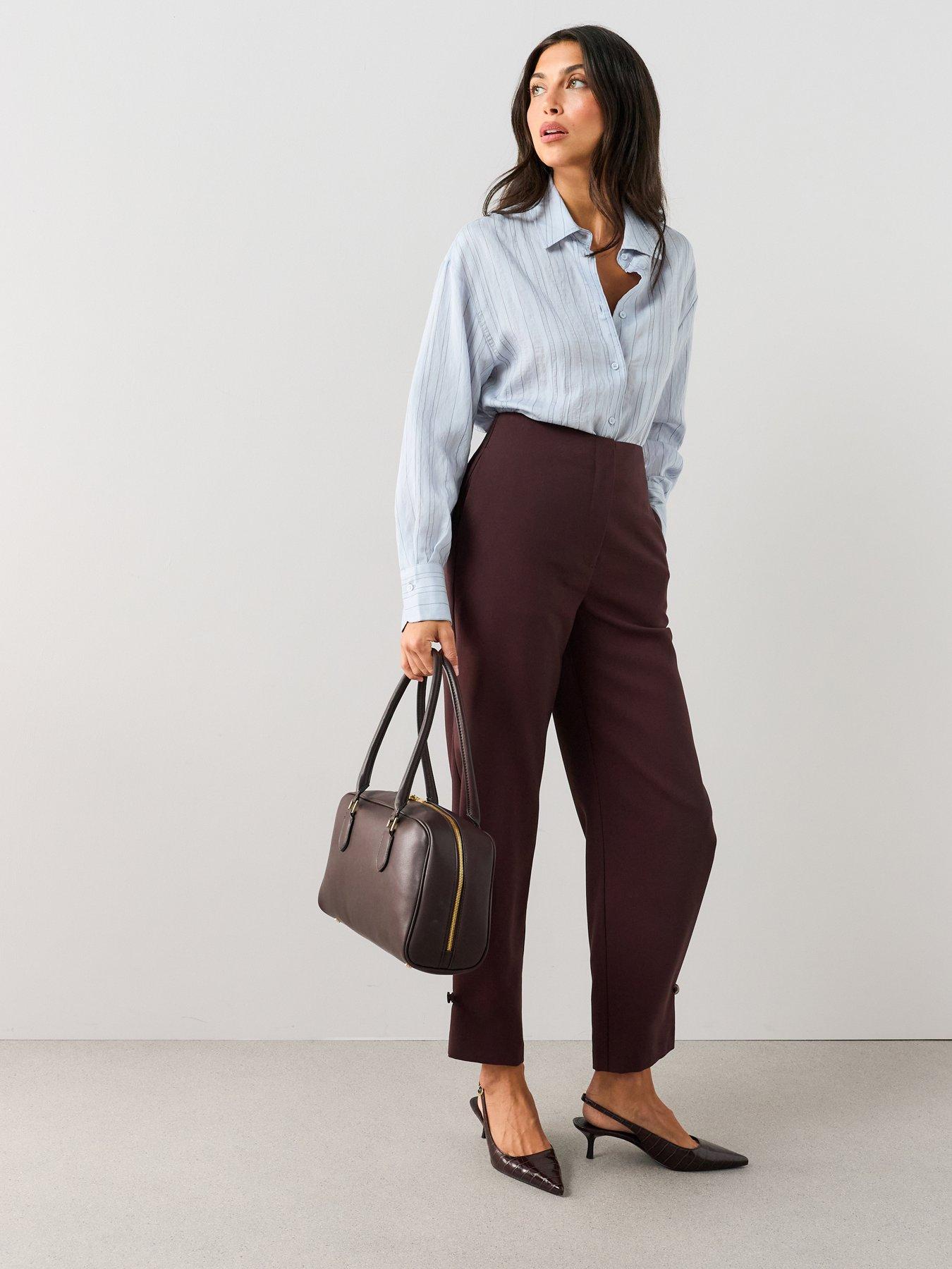 The Very Collection Button Hem Trousers - Brown