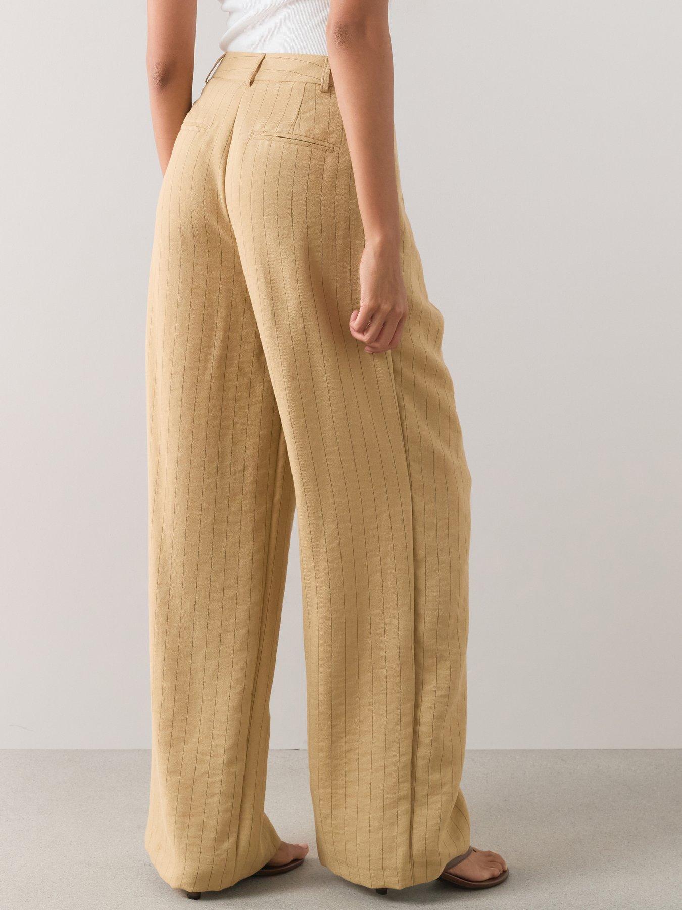 Image 2 of 7 of The Very Collection Womens Pinstripe Wide Leg Trousers - Beige