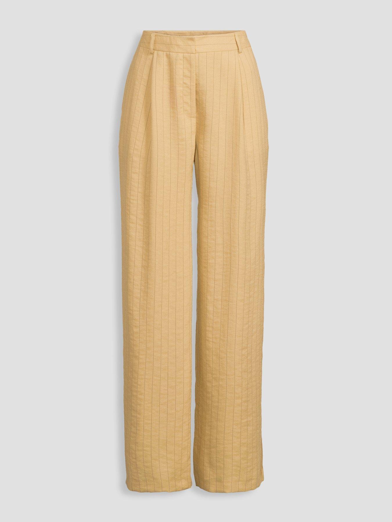 Image 7 of 7 of The Very Collection Womens Pinstripe Wide Leg Trousers - Beige