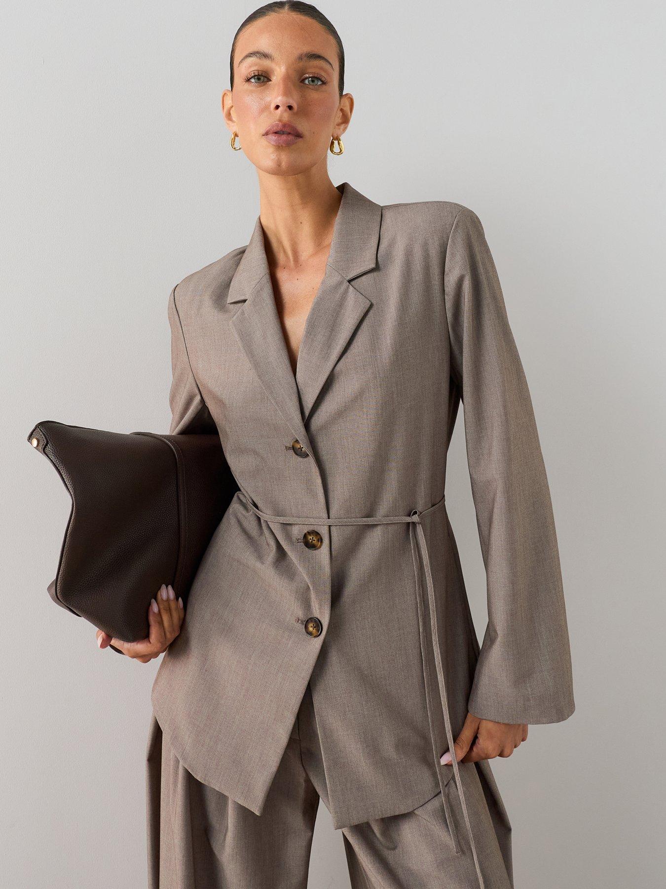The Very Collection Belt Detail Co Ord Shirt Jacket - Grey