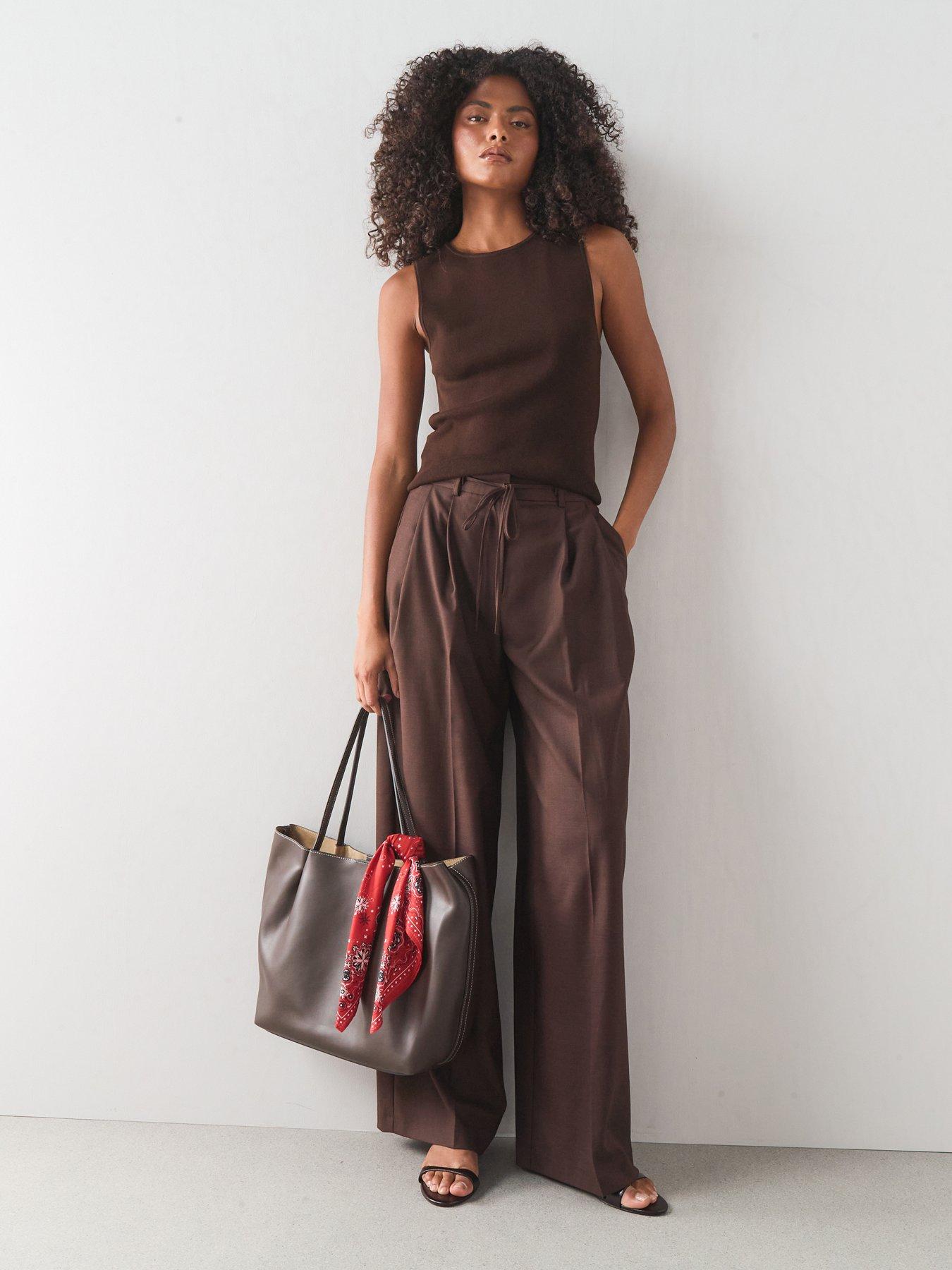 The Very Collection Tie Waist Smart Trouser - Brown