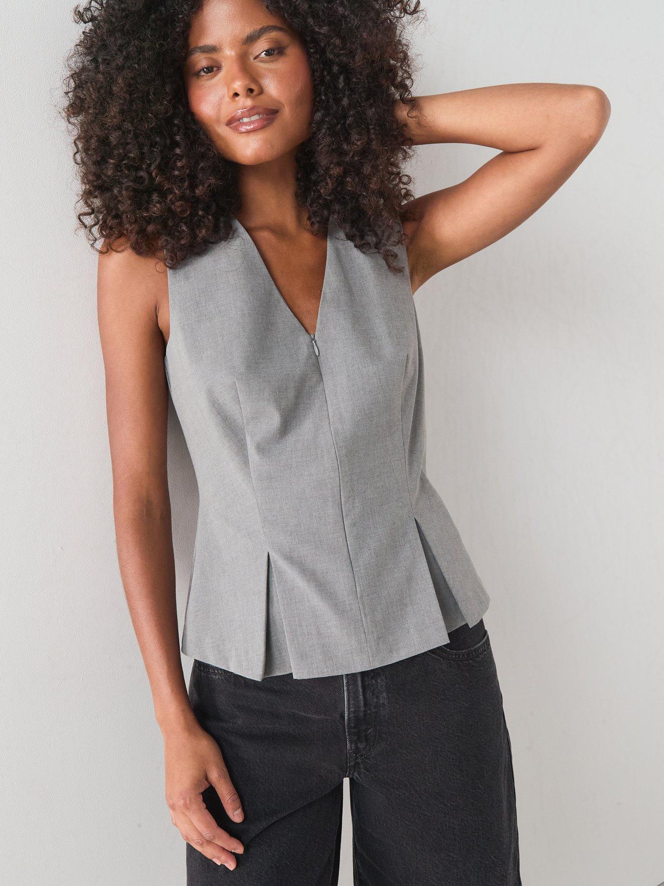 The Very Collection Split Front Waistcoat - Grey
