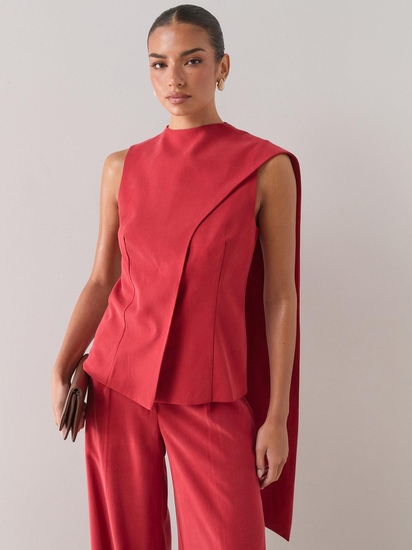 The Very Collection Draped Asymmetric Top - Red