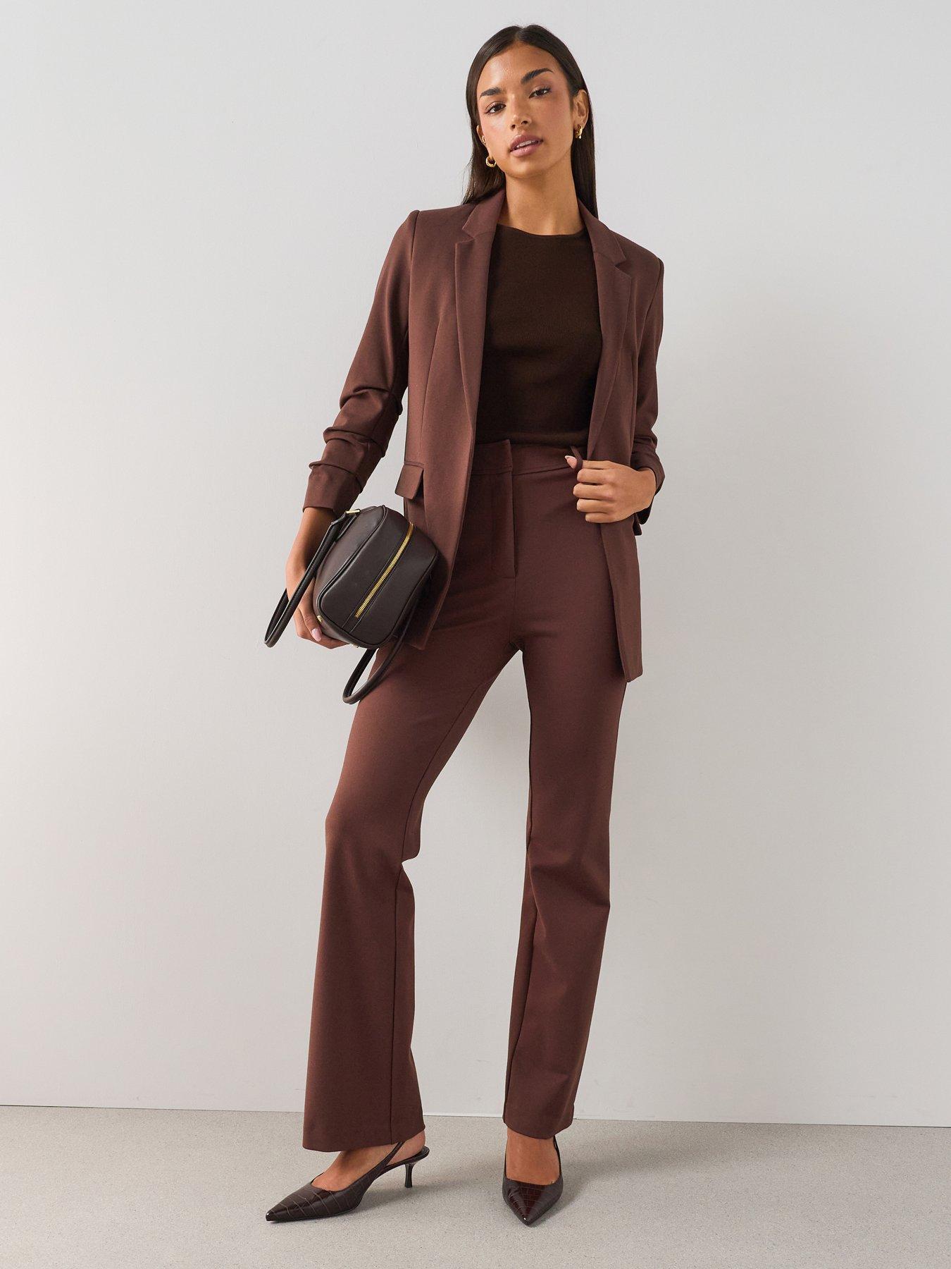 The Very Collection Ponte Bootcut Trousers - Brown