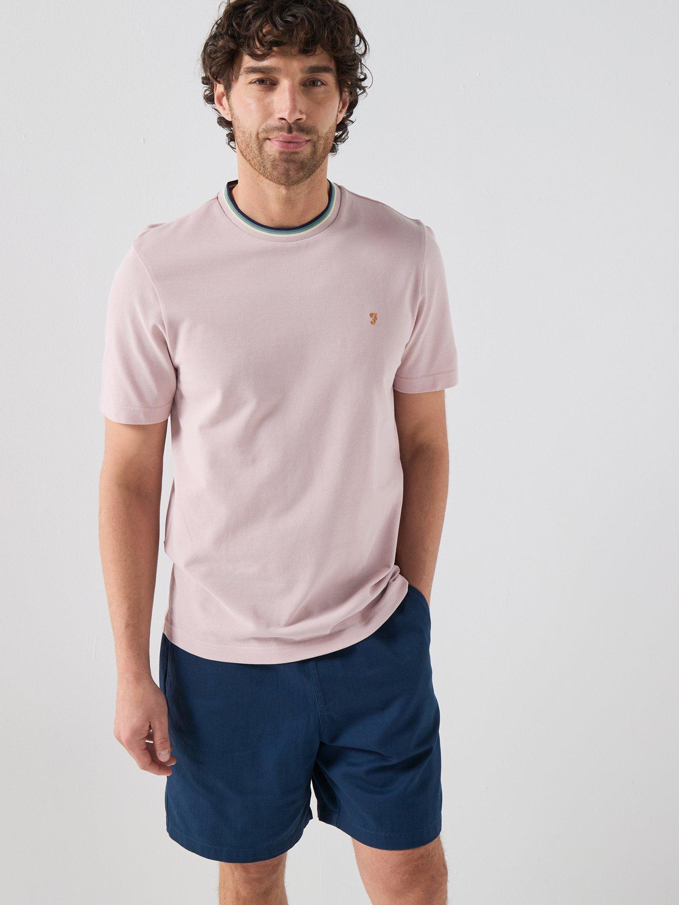 Farah Gold F Elton Regular Fit Pique Tipping T-shirt - Pink