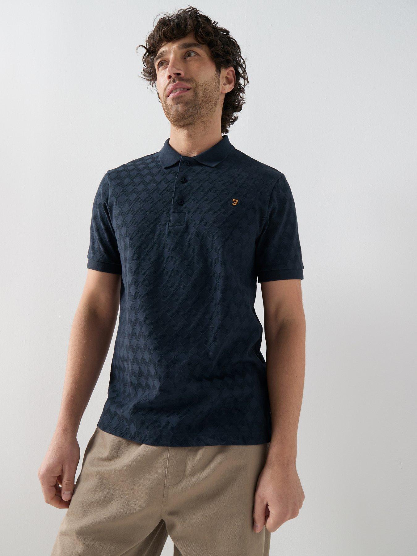 Farah Farah Gold F Horace Regular Fit Jacquard Polo Shirt - Navy