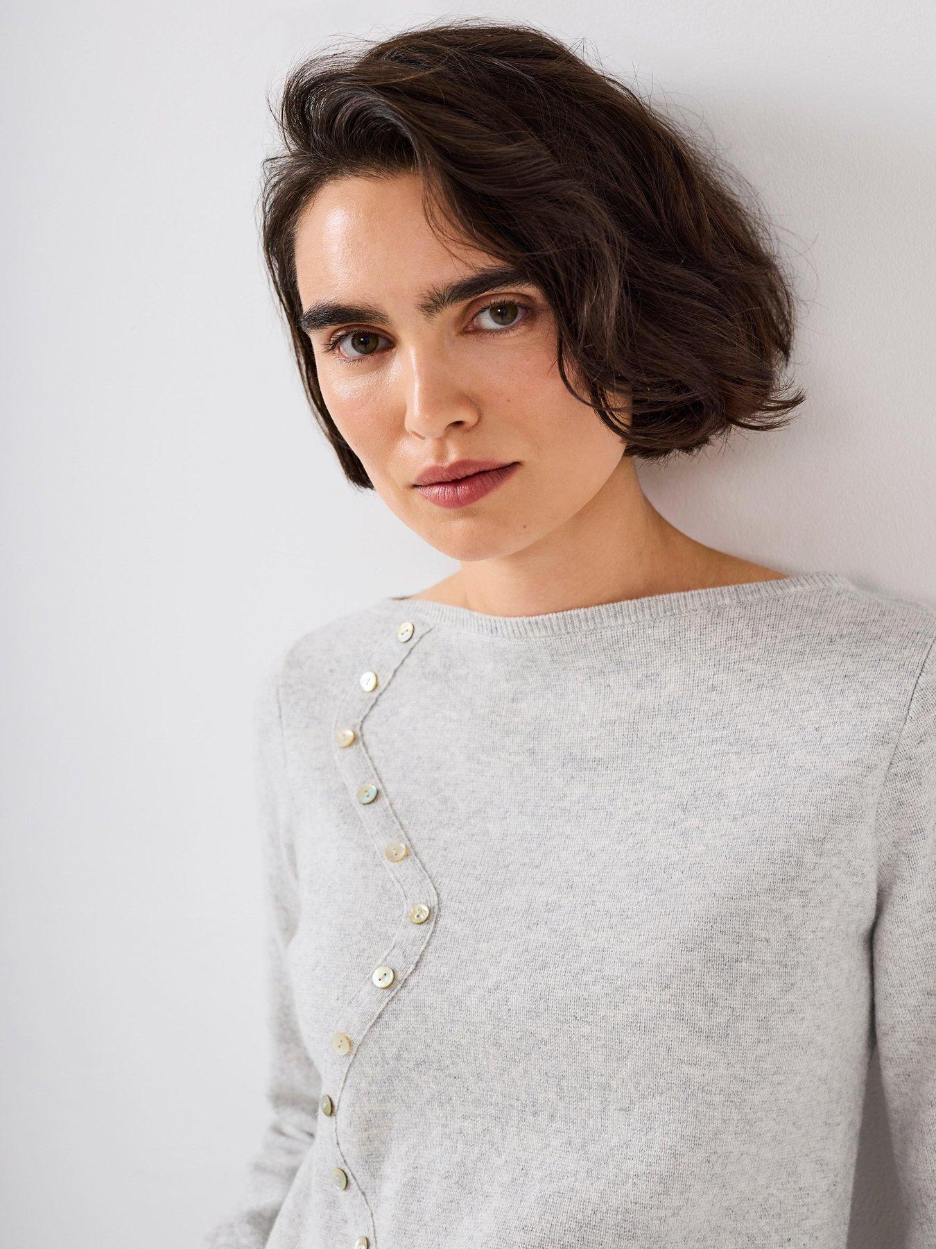  image of mint-velvet-button-detail-knit-top-grey