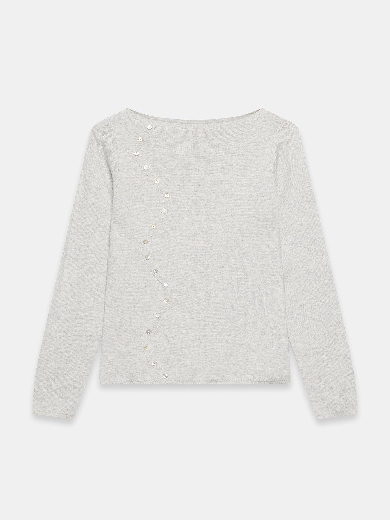  image of mint-velvet-button-detail-knit-top-grey