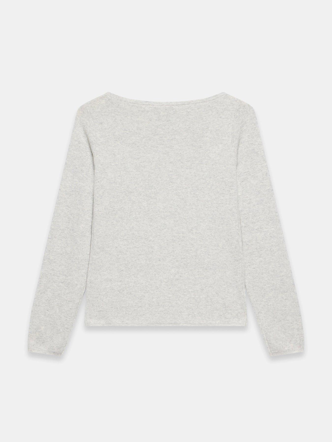  image of mint-velvet-button-detail-knit-top-grey