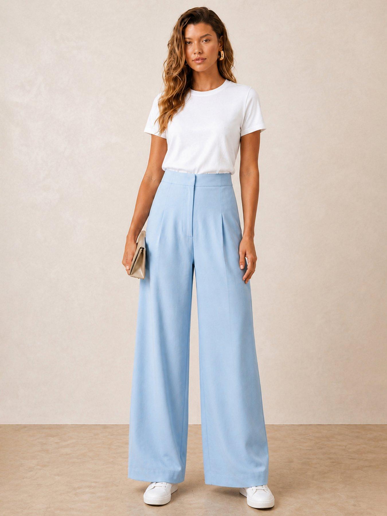 Style Cheat Wide Leg Tailored Trousers - Blue | Littlewoods