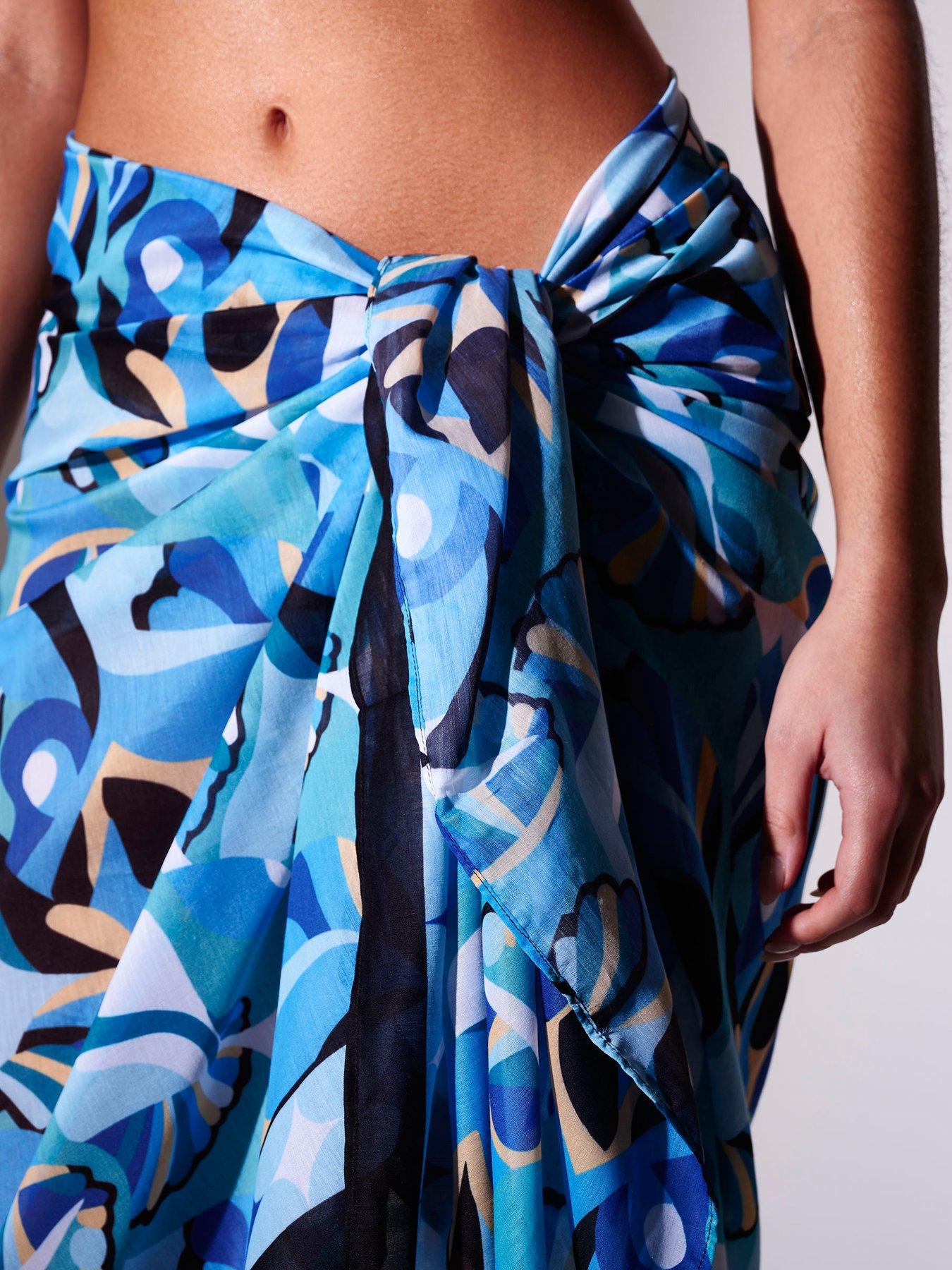 Image 2 of 5 of South Beach Printed Sarong - Blue