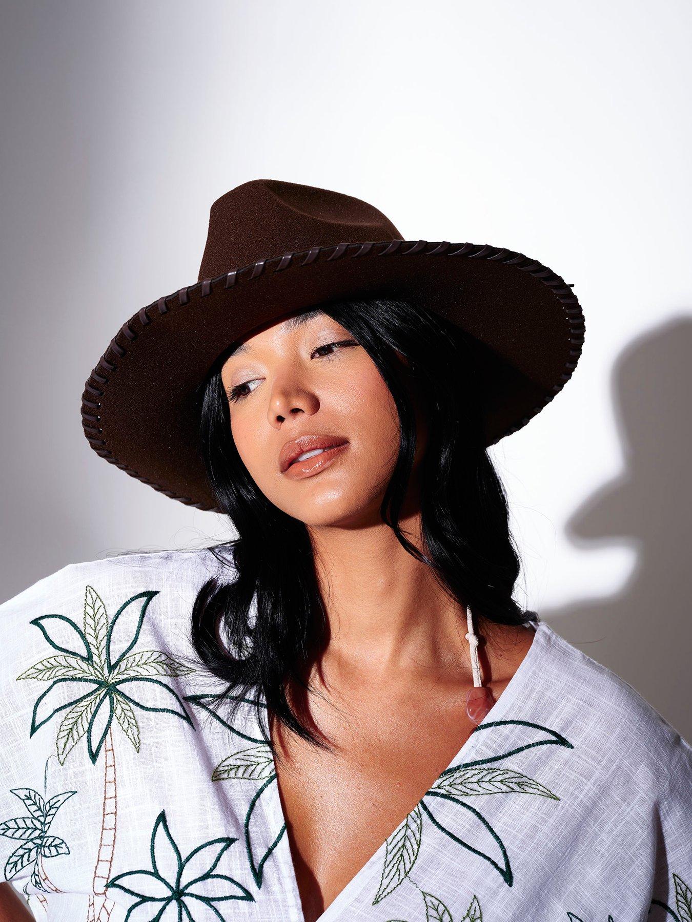 Image 2 of 3 of South Beach Western Charm Whipstitch Cowboy Hat - Brown