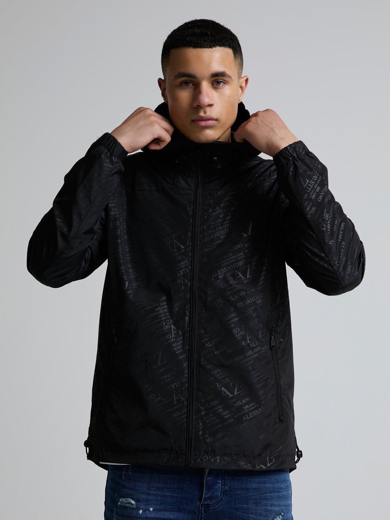 Image 1 of 5 of Alessandro Zavetti Alzetta Printed Windbreaker Jacket - Black