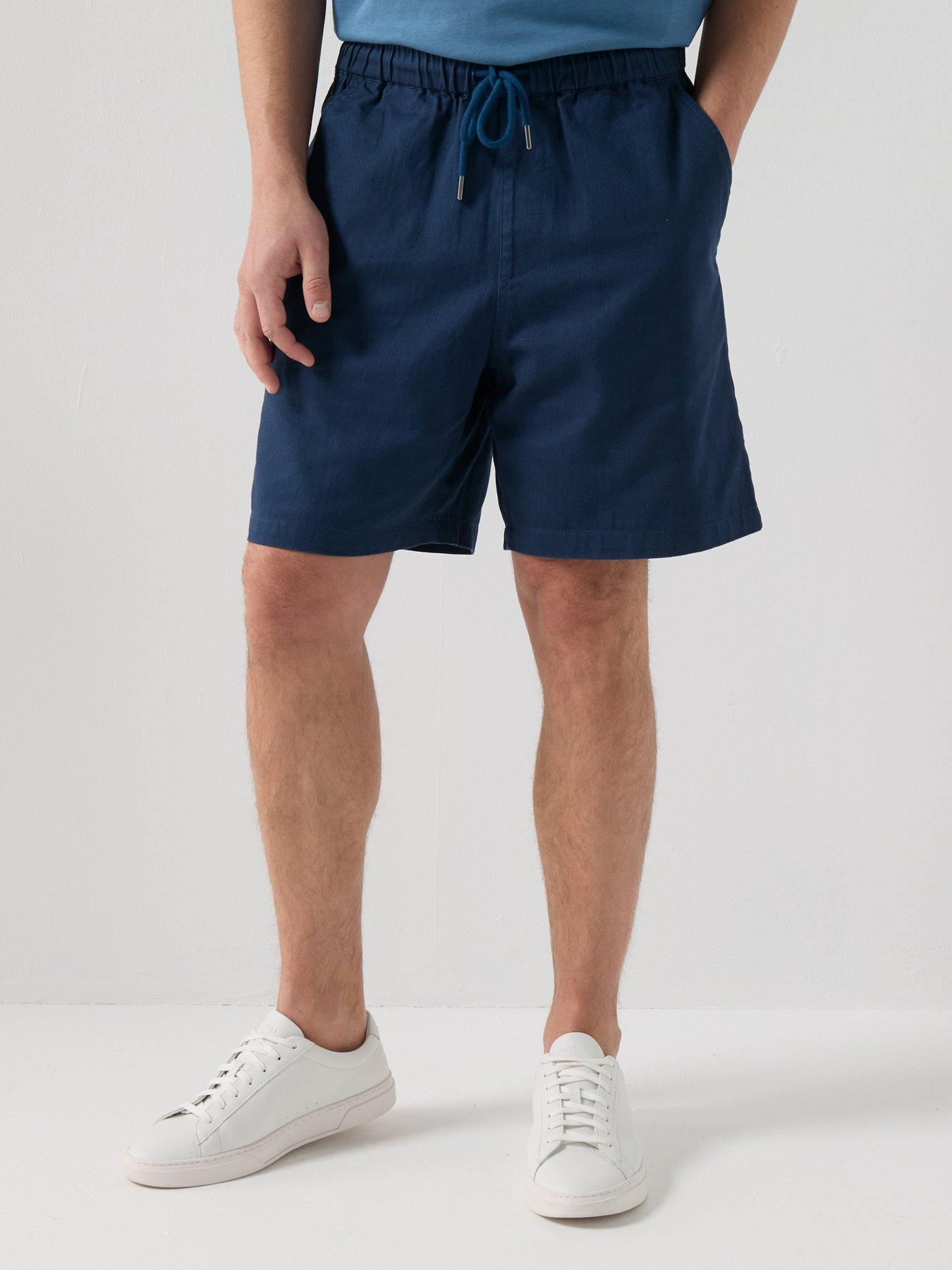 Farah Swinton Loose Fit Herringbone Drawstring Shorts - Navy