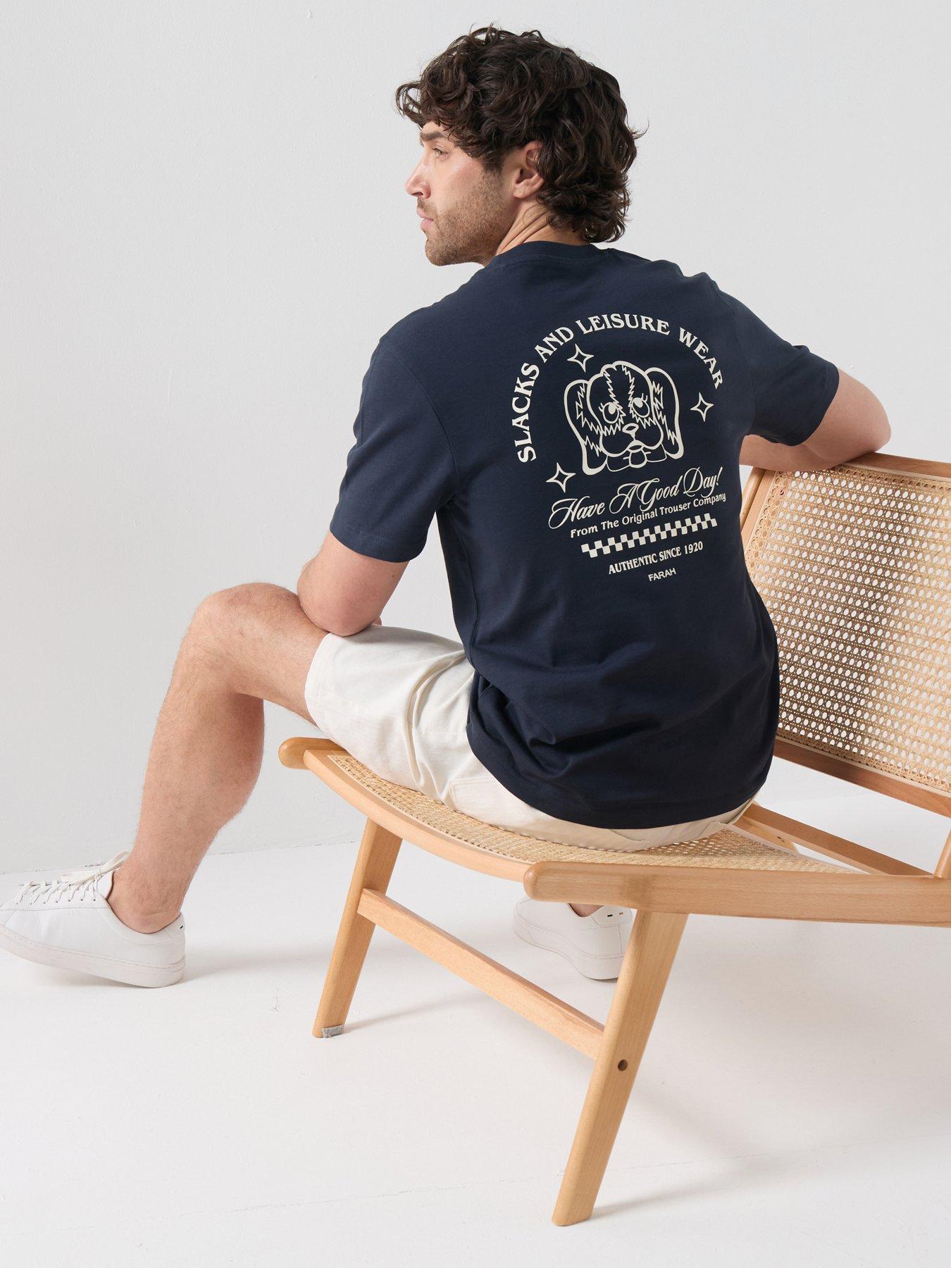 Farah F Tab Byron Back Graphic Print T-Shirt - Navy